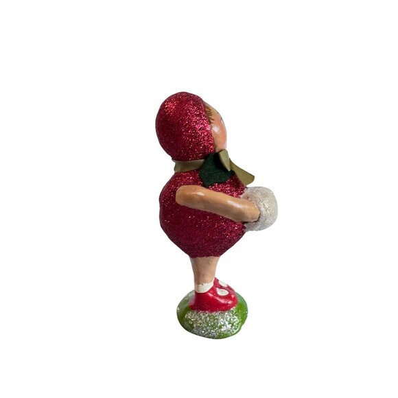 2004 Penny Mcallister Paper Mache Girl with Muff Christmas Figurine Folk Art - Picture 3 of 6